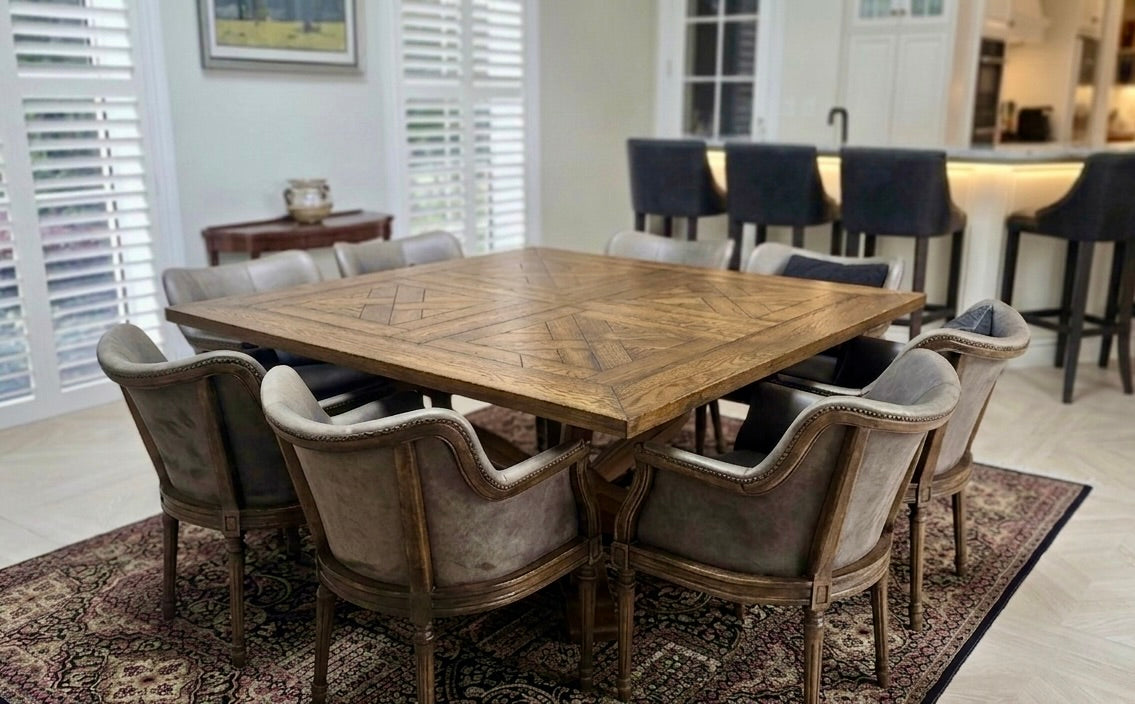 Parquet Square pedestal dining table